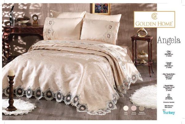 Couvre lit En Satin de coton Angela - Marron