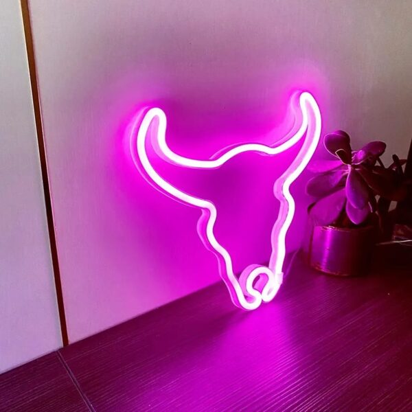 Enseigne Lumineuse Led En Néon (taureau) – USB – Décoration – Rose