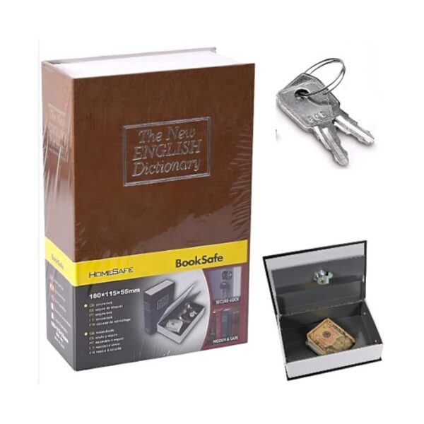Coffre-Fort Créatif En Forme Livre – Avec 2 Clés – 18 Cm × 11,5 Cm × 5,5 Cm - Marron