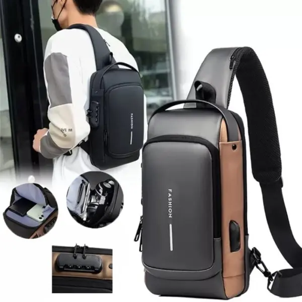 Sac à Bandoulière Antivol Pour Hommes – Pour Voyage – Sac Messager – Sac De Poitrine De Luxe – USB à L’intérieur – Multifonction – Étanche