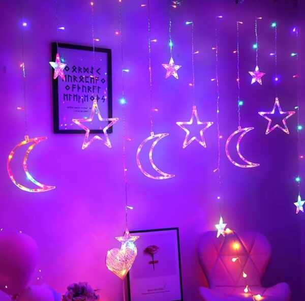 Étoiles - LED et Lune - Fonctionne sur Piles - 3m - Fenêtre - 8 Modes D'éclairage - Multicolores