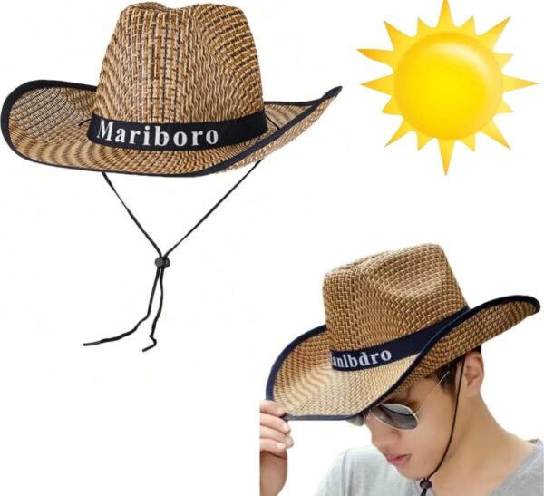 Chapeau De Soleil Unisexe en Paille Tissée à Large Bord Pour L’été – Bleu