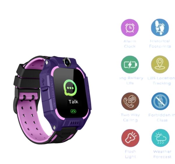 Montre Connectée Pour enfants – Bracelet Étanche avec Caméra – Appels et SOS – Réveil et Tracker - Violet