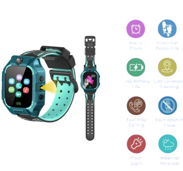 Montre Connectée Pour enfants – Bracelet Étanche avec Caméra – Appels et SOS – Réveil et Tracker - Vert