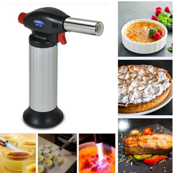 Chalumeau au Butane Amélioré – Briquet De Cuisine Rechargeable – Compatible Avec Tous Les Réservoirs De Butane – Verrouillage De Sécurité et Flamme Réglable.