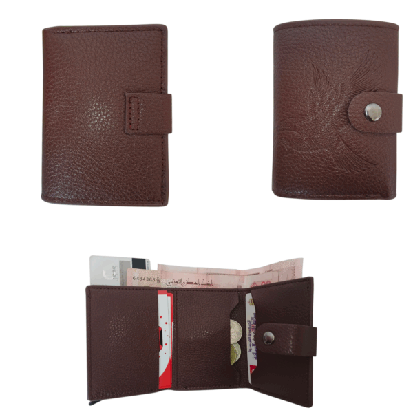 Portefeuille 2 en 1 Intelligent En Cuir Pour Cartes De Crédit – Billets De Banque – Métal Fin Pour Homme – Pliable – Marron