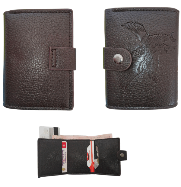 Portefeuille 2 en 1 Intelligent En Cuir Pour Cartes De Crédit – Billets De Banque – Métal Fin Pour Homme – Pliable – Marron Foncé