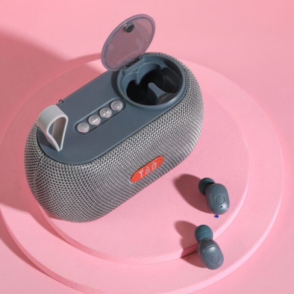 2-En-1 Mini Haut-Parleur Bluetooth Et Écouteur Sans Fil T&G TG810 - Gris