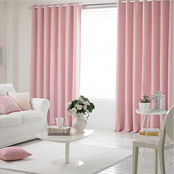 RIDEAUX SATIN EFFET BLACK OUT rose poudré