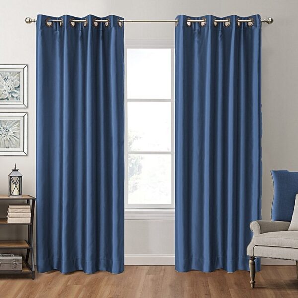 RIDEAUX SATIN EFFET BLACK OUT BLEU