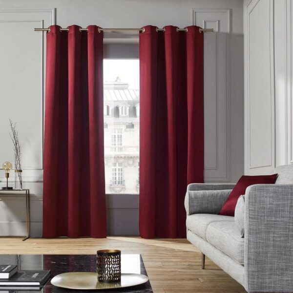 RIDEAUX SATIN EFFET BLACK OUT ROUGE BORDEAUX