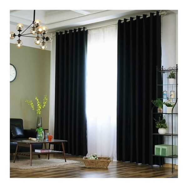 RIDEAUX SATIN EFFET BLACK OUT NOIR